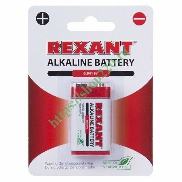 Батарейка 6LR61 ("Крона") "REXANT" 9V 600mAh